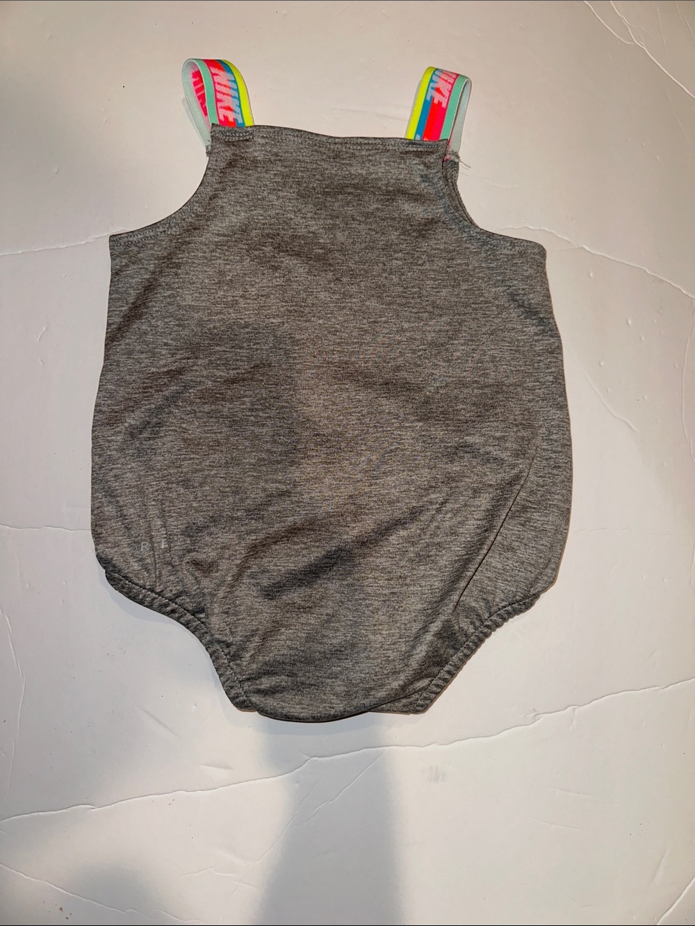 Nike Grey Baby Romper with Pink Swoosh and Rainbow Straps - Picture 4 of 4